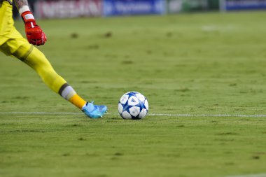 Players feet with the official ball during the UEFA Champions L
