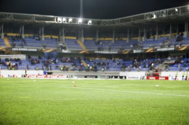 Bir futbol sahası, kullanım için arka plan bulanık görüntü.