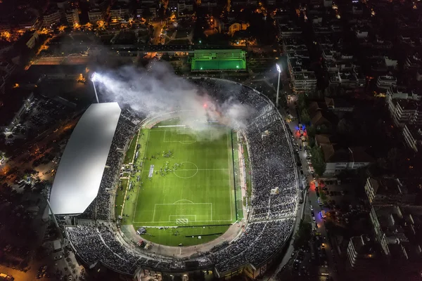 Aerial soot of the Toumba Stadium full of fans during a football — Stock Photo, Image