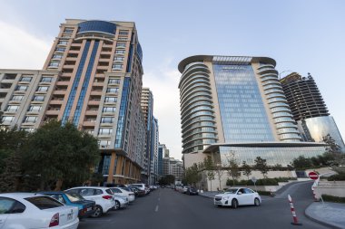 Görünüm mimarisi ve binaların Bakü, Azerbaycan.