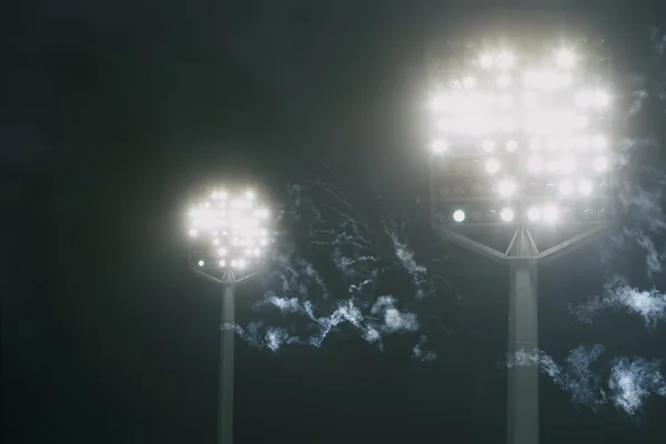 Stadion lichten en rook — Stockfoto