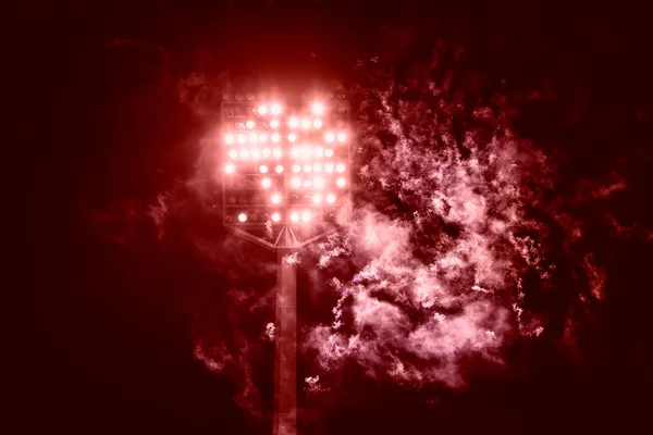 Luzes de estádio e fumaça — Fotografia de Stock