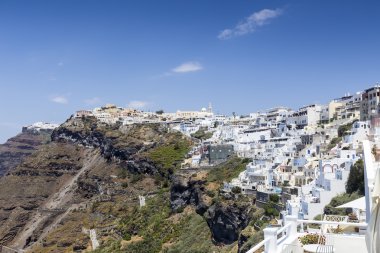 Santorini Adası manzara köyün ünlü Fira, Yunanistan