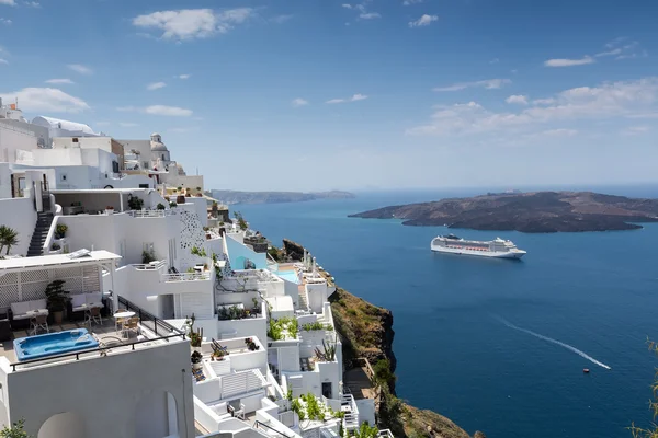 Santorini island landscape of famous Fira village, Greece — Stock Photo, Image