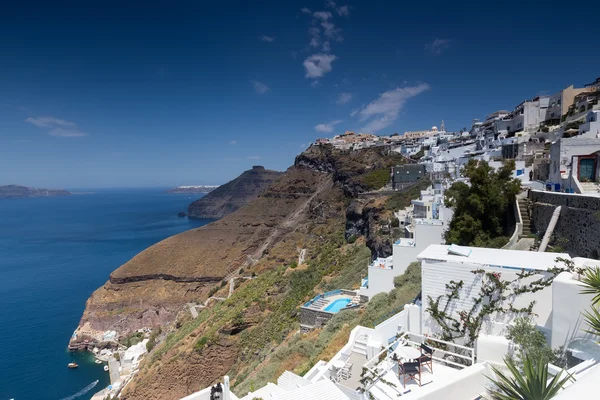 Santorini island landscape of famous Fira village, Greece — Stock Photo, Image