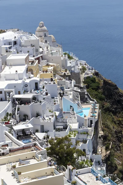 Santorini island landscape of famous Fira village, Greece — Stock Photo, Image