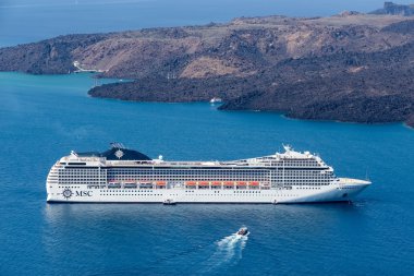 Santorini Island, Ege Denizi yelken lüks yolcu gemisi