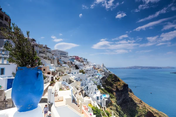 Santorini island landscape of famous Fira village, Greece — Stock Photo, Image