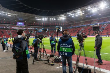  Medya ve fotoğrafçılar Uefa Şampiyonlar Ligi Oyun sırasında 