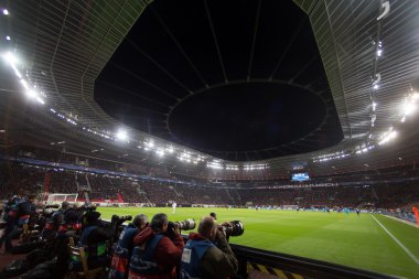  Medya ve fotoğrafçılar Uefa Şampiyonlar Ligi Oyun sırasında 