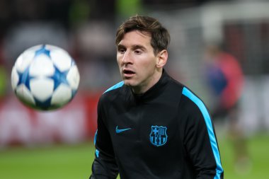 Lionel Messi Bayer arasında Uefa Şampiyonlar Ligi Oyun sırasında