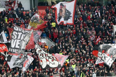 Bayer fans celebrating for their team during the match of the Ch