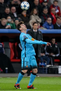 Lionel Messi Bayer arasında Uefa Şampiyonlar Ligi Oyun sırasında