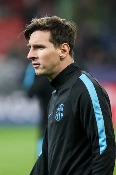 Lionel Messi durante el partido de la UEFA Champions League entre Bayer —  Fotos de Stock