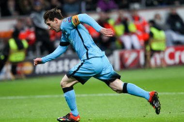 Lionel Messi Bayer arasında Uefa Şampiyonlar Ligi Oyun sırasında