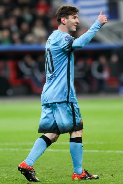 Lionel Messi Bayer arasında Uefa Şampiyonlar Ligi Oyun sırasında