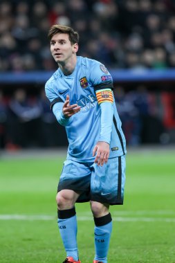 Lionel Messi Bayer arasında Uefa Şampiyonlar Ligi Oyun sırasında