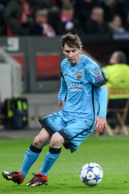 Lionel Messi Bayer arasında Uefa Şampiyonlar Ligi Oyun sırasında