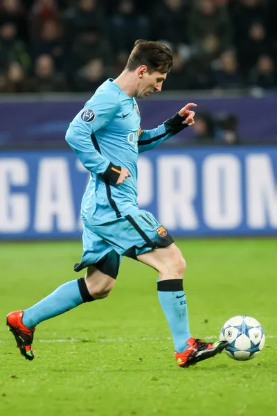 바이엘 사이 Uefa 전사 리그 게임 동안 Lionel Messi — 스톡 사진