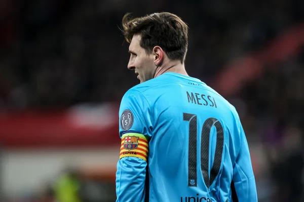 Lionel Messi during the UEFA Champions League game between Bayer — Stock Photo, Image