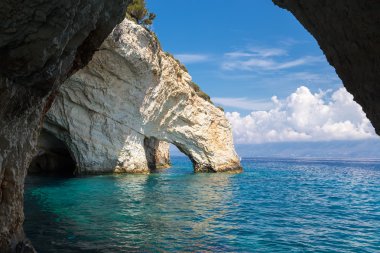 Zakynthos Adası Yunanistan'mavi mağaralar