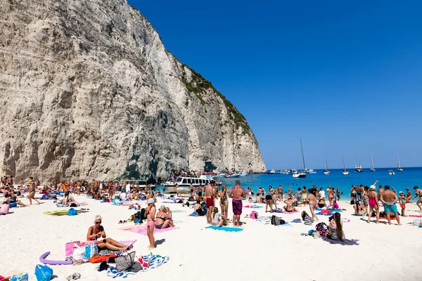 Nézet (hajótörés) Navagio Beach a Zakynthos Navagio Beach — Stock Fotó