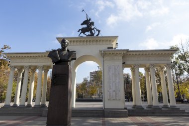 Heykeller ve anıtlar Krasnodar, Rusya'nın görünümü. 