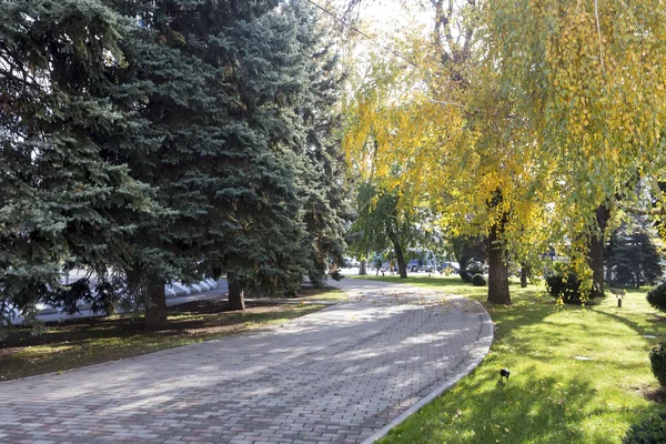 Uitzicht op een park in Krasnodar, Rusland. Onder de Koppen klimaat c — Stockfoto
