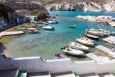 Tipik küçük köy, Klima Milos Adası Gree içinde görünümünü