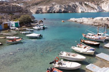 Tipik küçük köy, Klima Milos Adası Gree içinde görünümünü