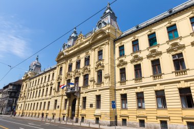 Zagreb, Hırvatistan'ın şehir merkezinde binalar. Mimarisi