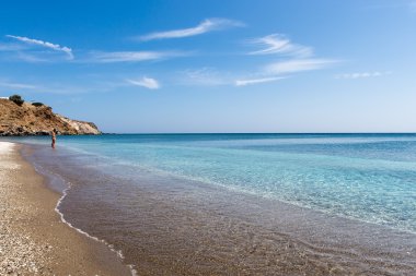 Turistler zevk Milos güzel plaj temiz su ben