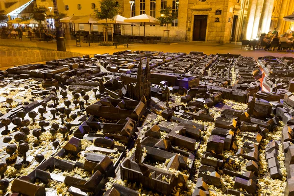 Modelo da cidade de Zagreb: "Zagreb recebe você". À noite em Zagreb , — Fotografia de Stock