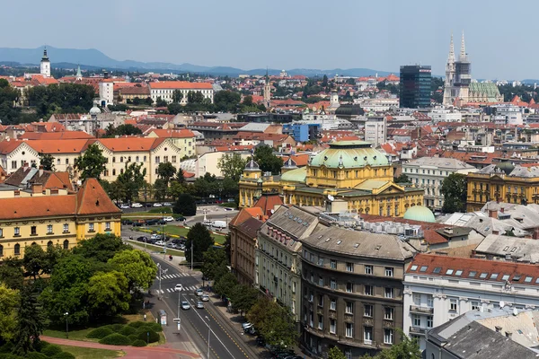 Zagreb, Capital of Croatia aerial view - colorful rooftops and c — Stock Photo, Image
