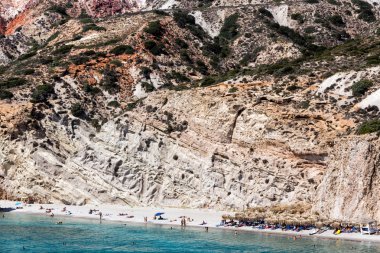 Firiplaka Beach, Milos, Yunanistan güzel doğal renkler