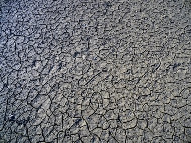 Perspektif içinde kırık kil doğal doku ile kuru göl yatağı