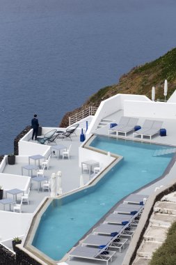lüks resort yüzme havuzunda santorini, Yunanistan