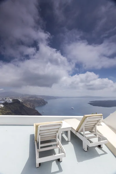 Santorini eiland landschap van beroemde oia village, Griekenland — Stockfoto