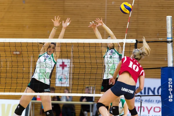 Greek Women Volleyball League game Aias vs Panathinaikos — Stock Photo, Image