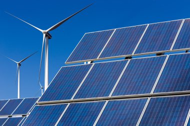 Santral yenilenebilir güneş enerjisi Güneş ve Rüzgar turbi ile kullanma