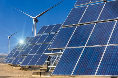 Santral yenilenebilir güneş enerjisi Güneş ve Rüzgar turbi ile kullanma
