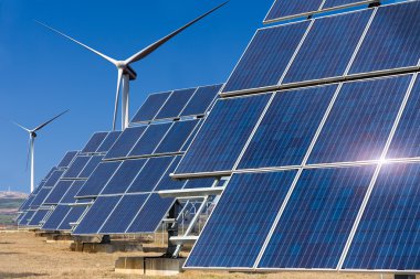 Santral yenilenebilir güneş enerjisi Güneş ve Rüzgar turbi ile kullanma