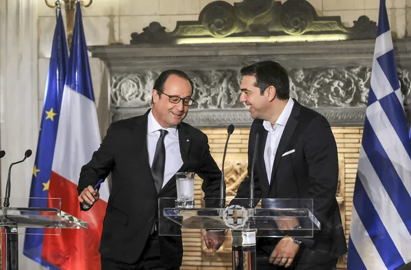 นายกรัฐมนตรีอเล็กซิส ทิชาประเสริฐ และประธานาธิบดีแห่งฝรั่งเศส — ภาพถ่ายสต็อก
