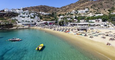 Yunan Adası Ios Island, Cyclad kıyılarına havadan görünümü