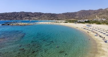 Yunan Adası Ios Island, Cyclad kıyılarına havadan görünümü