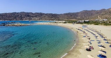 Yunan Adası Ios Island, Cyclad kıyılarına havadan görünümü
