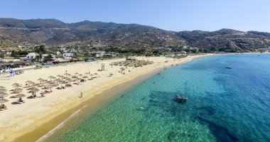 Yunan Adası Ios Island, Cyclad kıyılarına havadan görünümü