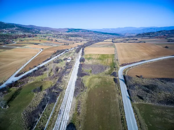 Vieux trains abandonnés, chemins de fer. Vue aérienne . — Photo