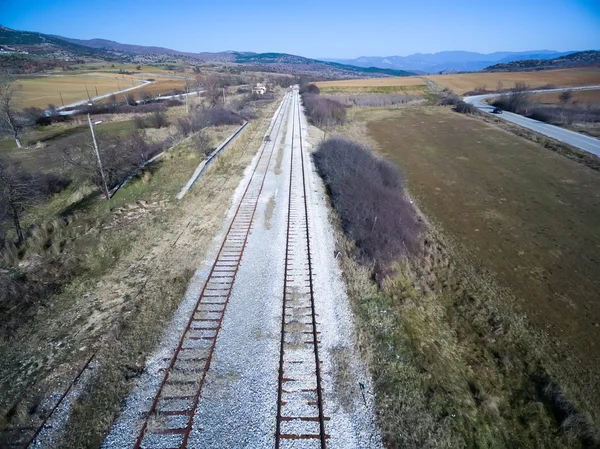 Old abandoned Train Racks, Railways. Aerial view. — Stock Photo, Image