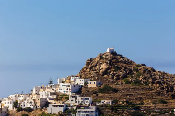 Vue aérienne de la ville de Chora, île d'Ios, Cyclades, Égée, Grèce — Photo